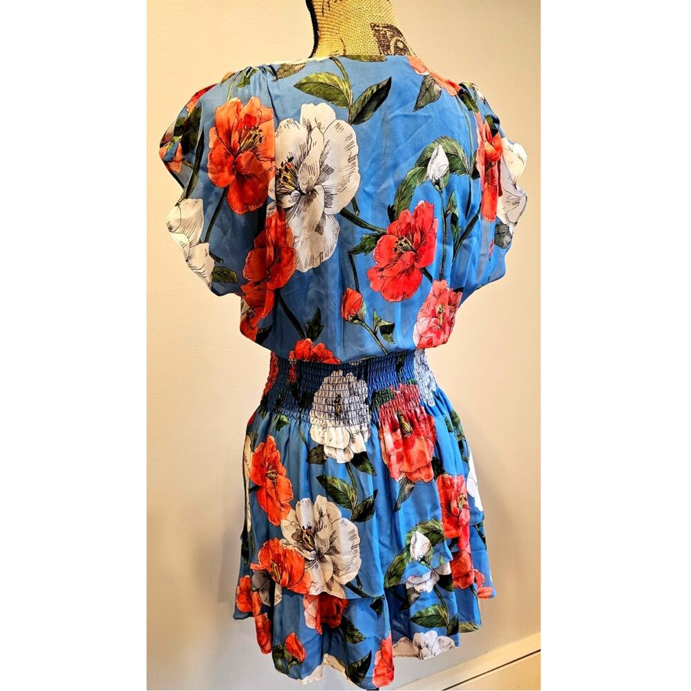 Parker Bondi Dress Maritime, Wildflower, Silk Blend, Smocked Waist, NEW, Sz S - Picture 8 of 10